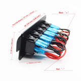 12V-24V 5 Gang Blue Rocker Switch Panel Circuit Breaker Boat Marine